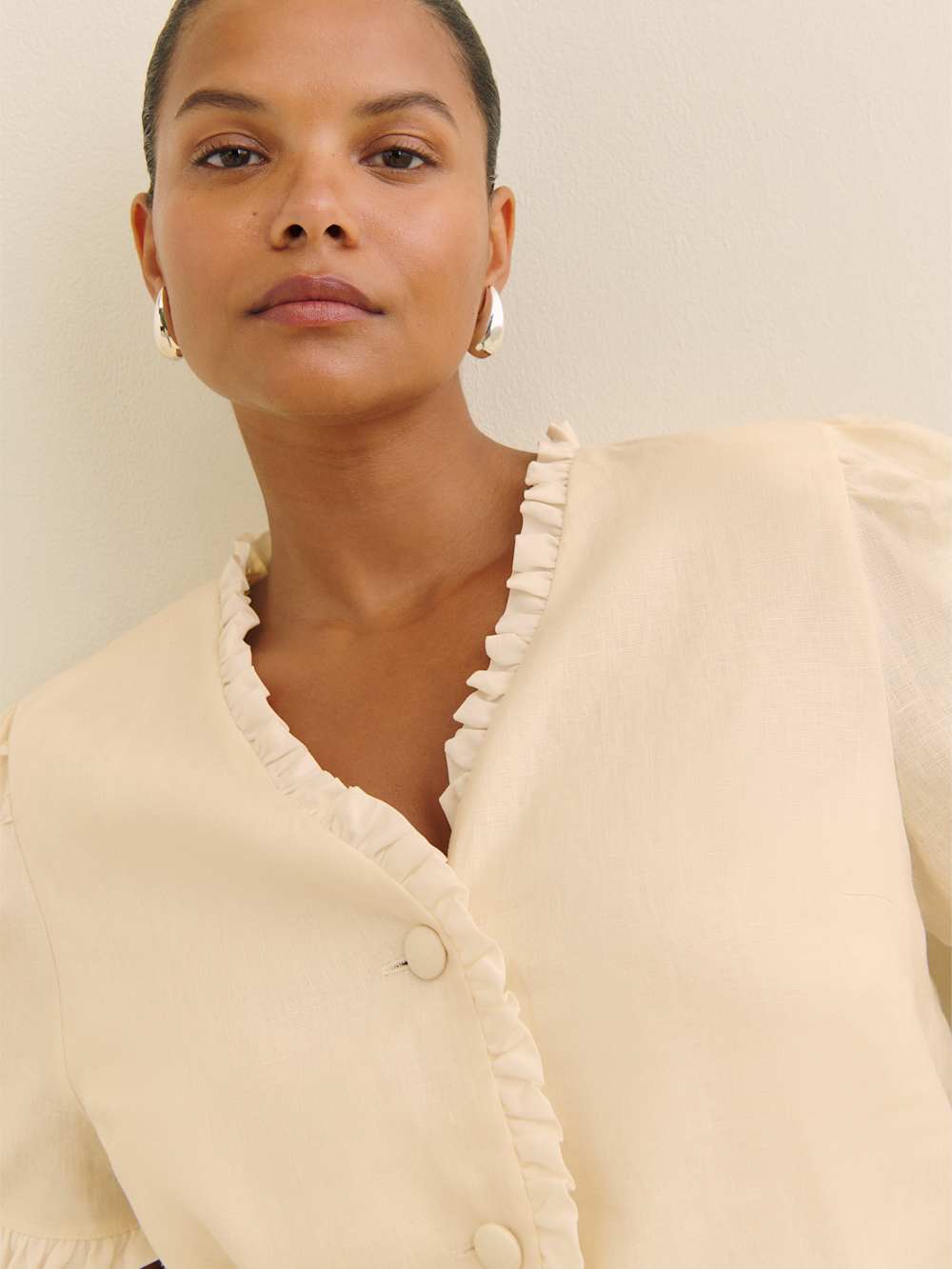 Reformation Bess Linen Top Es - Sugar