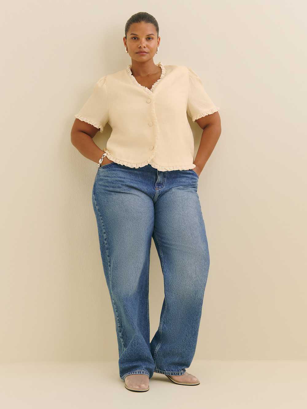 Reformation Bess Linen Top Es - Sugar