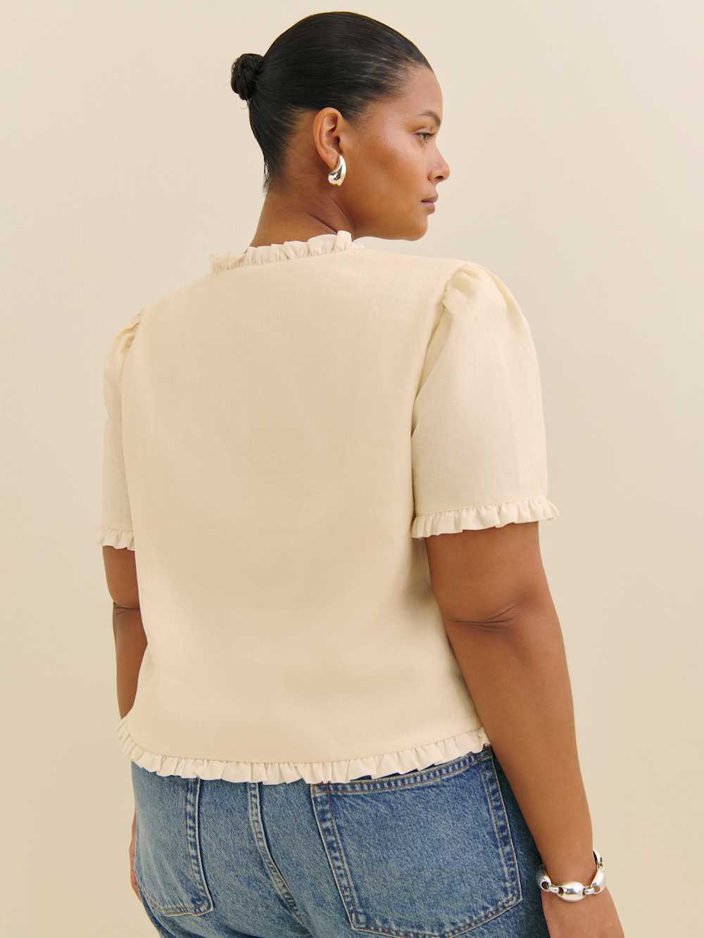 Reformation Bess Linen Top Es - Sugar