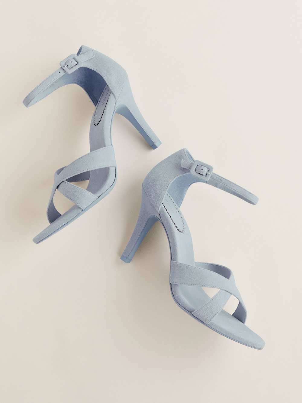 Reformation Anora Heeled Sandal - Mist Suede