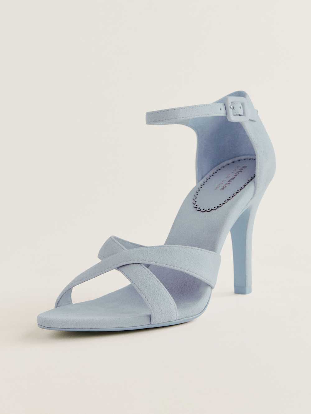 Reformation Anora Heeled Sandal - Mist Suede