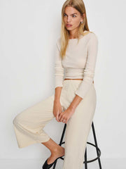 Reformation Ruby Cropped Knit Pant - Almond