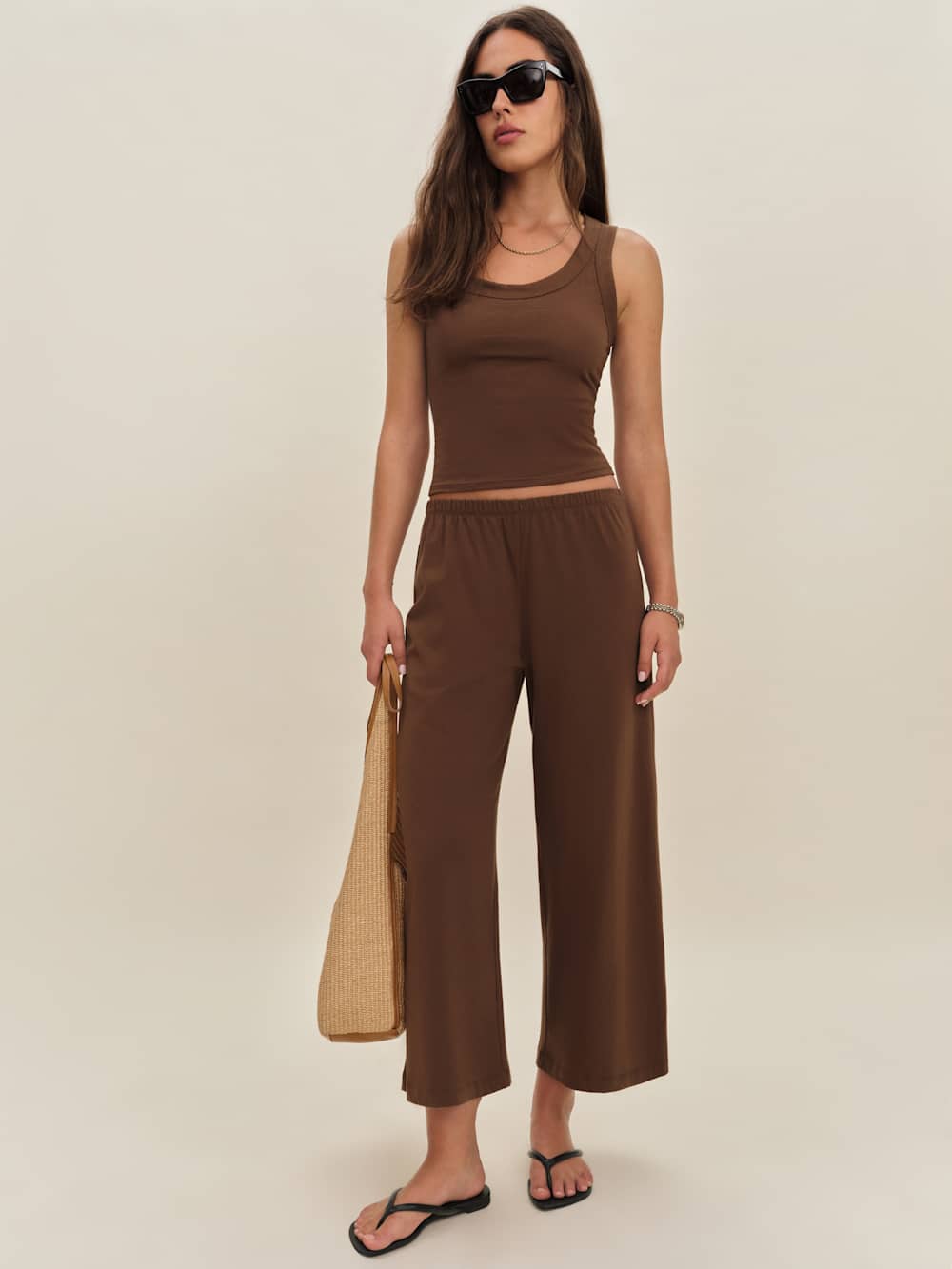 Reformation Ruby Cropped Knit Pant - Chocolate Cake