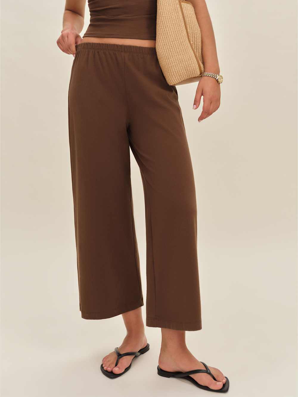 Reformation Ruby Cropped Knit Pant - Chocolate Cake