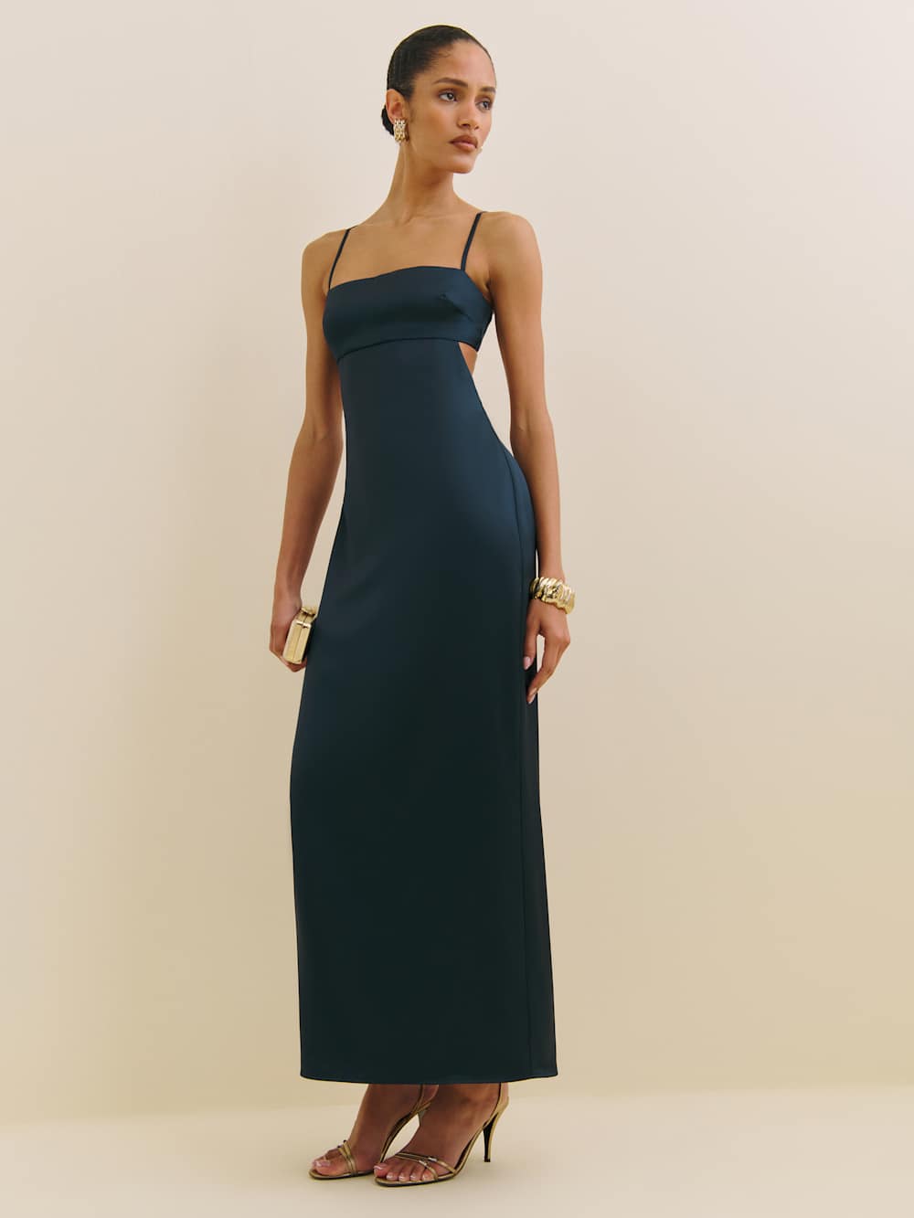 Reformation Jane Satin Dress - Navy