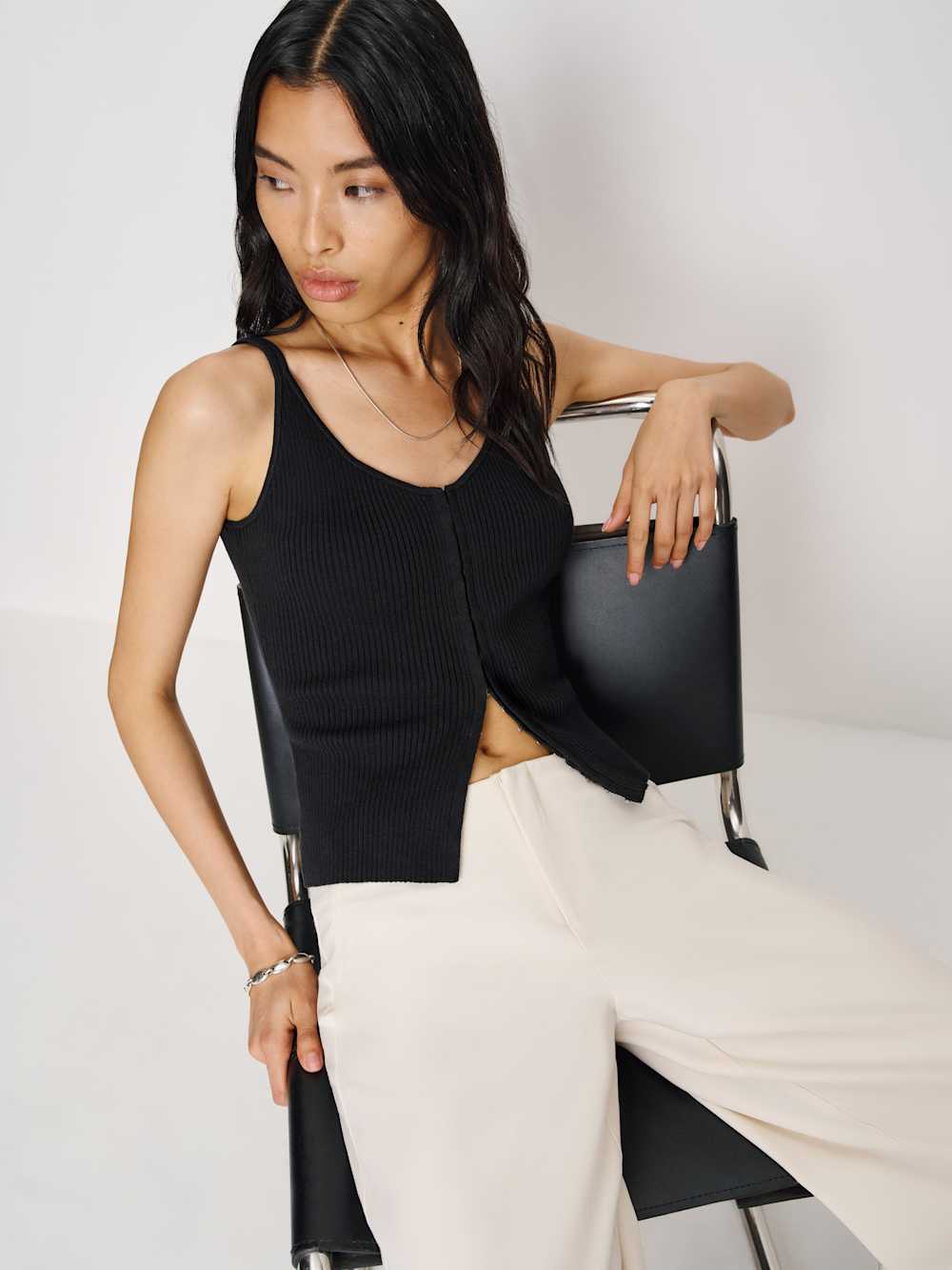 Reformation Eloise Cotton Sweater Tank - Black