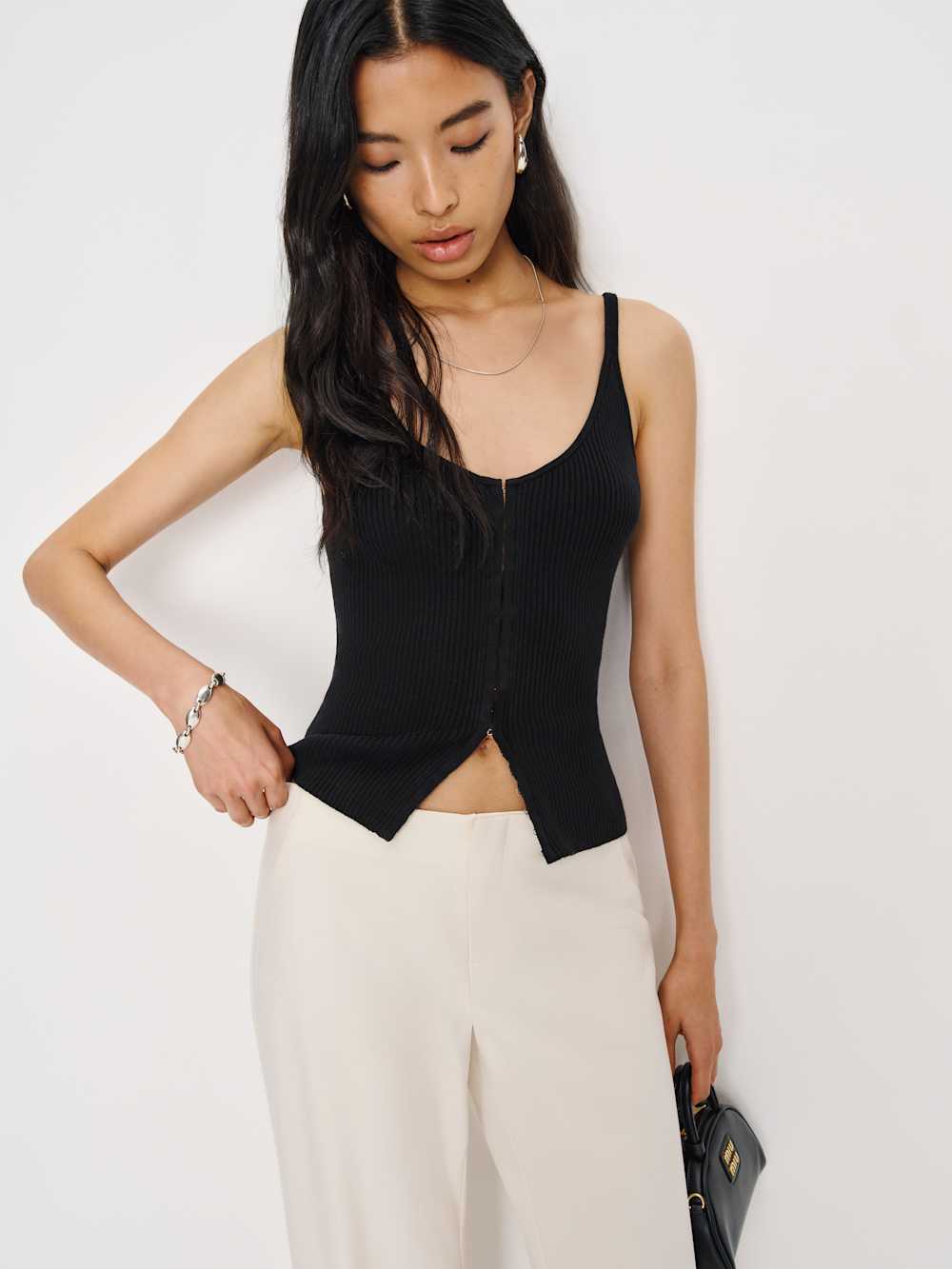 Reformation Eloise Cotton Sweater Tank - Black