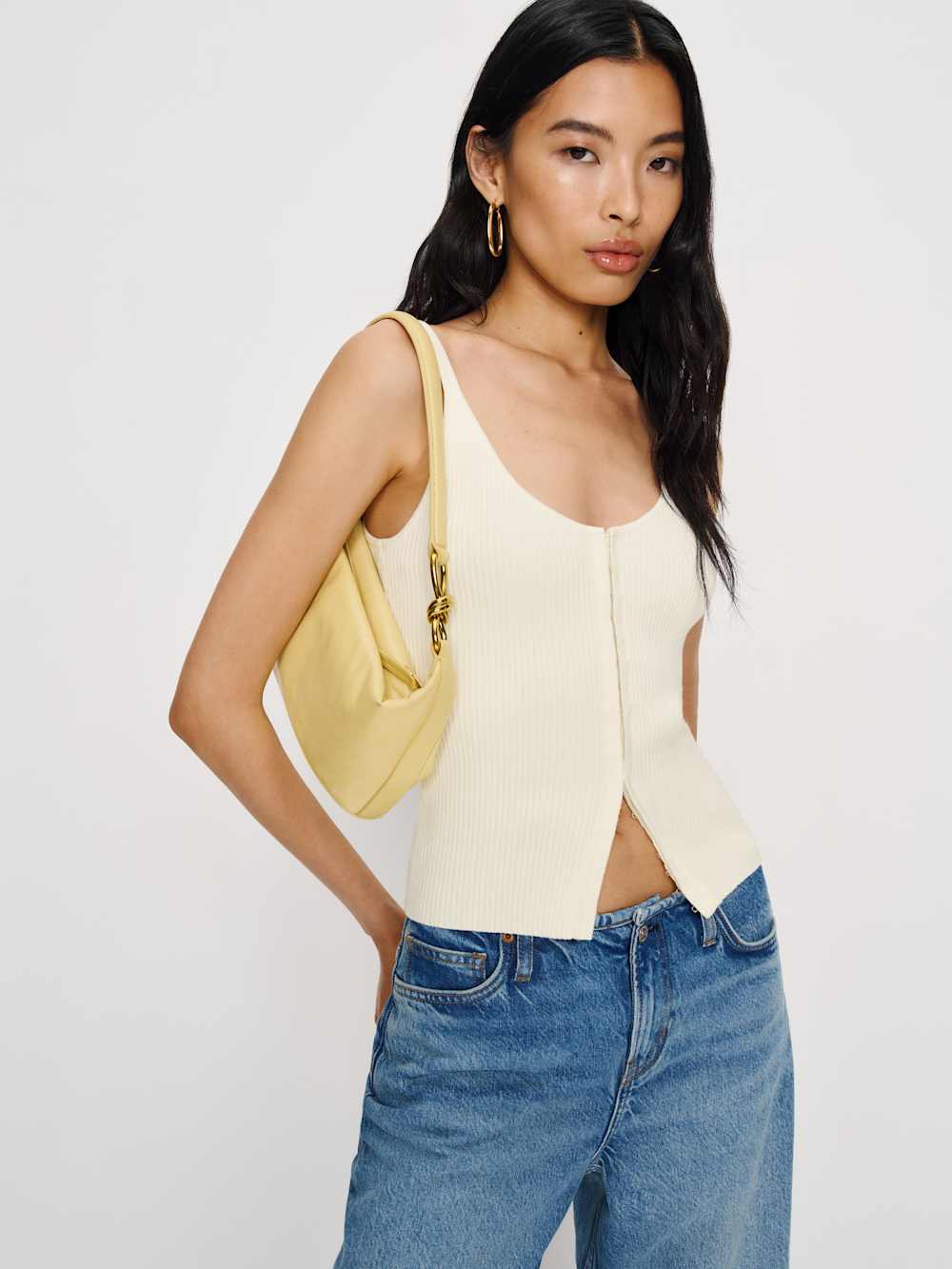Reformation Eloise Cotton Sweater Tank - Fior Di Latte