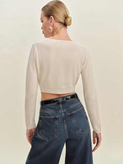 Reformation Janie Cashmere Crew Cardigan - Cream