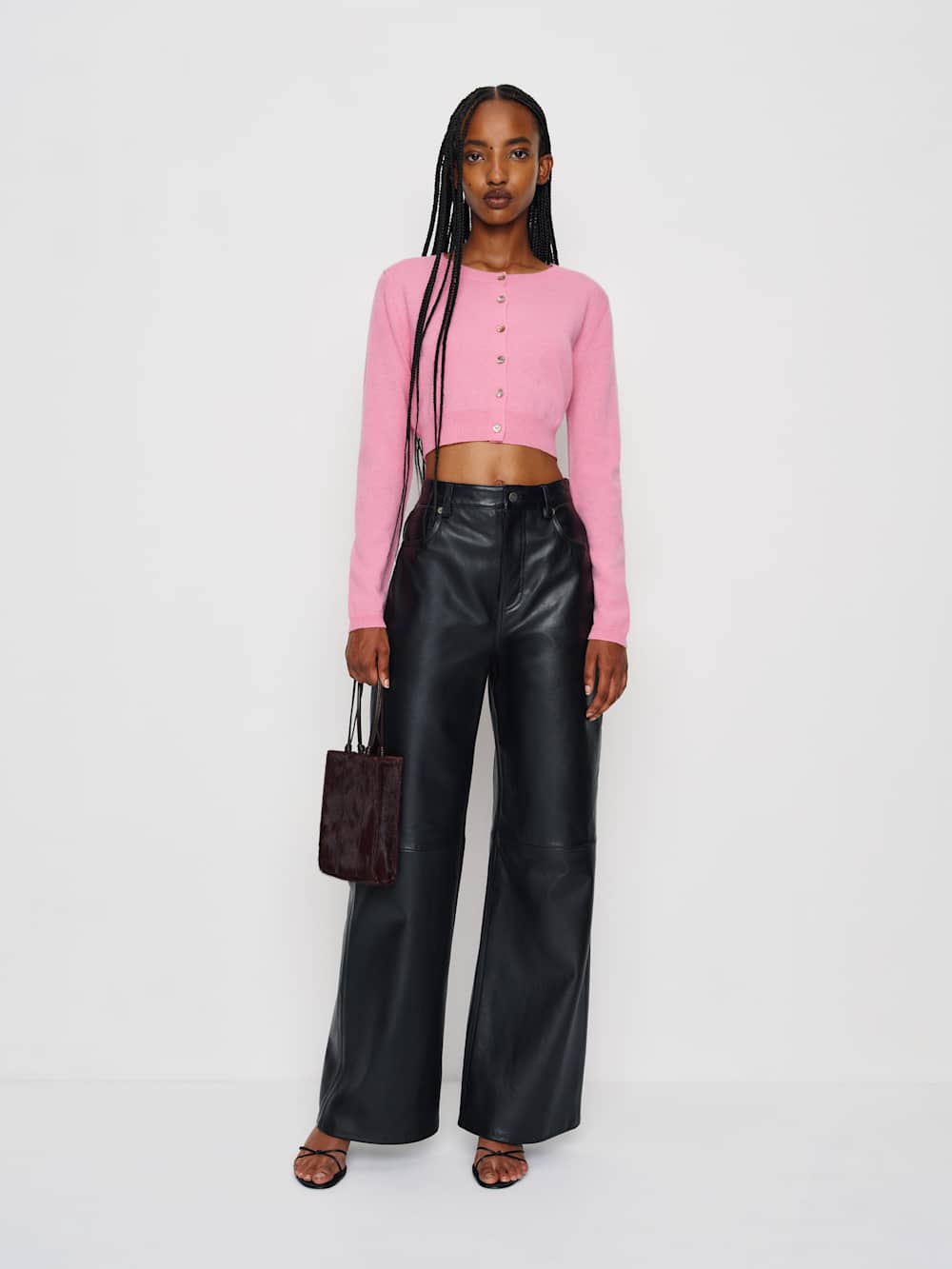 Reformation Janie Cashmere Crew Cardigan - Taffy