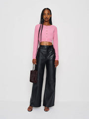 Reformation Janie Cashmere Crew Cardigan - Taffy