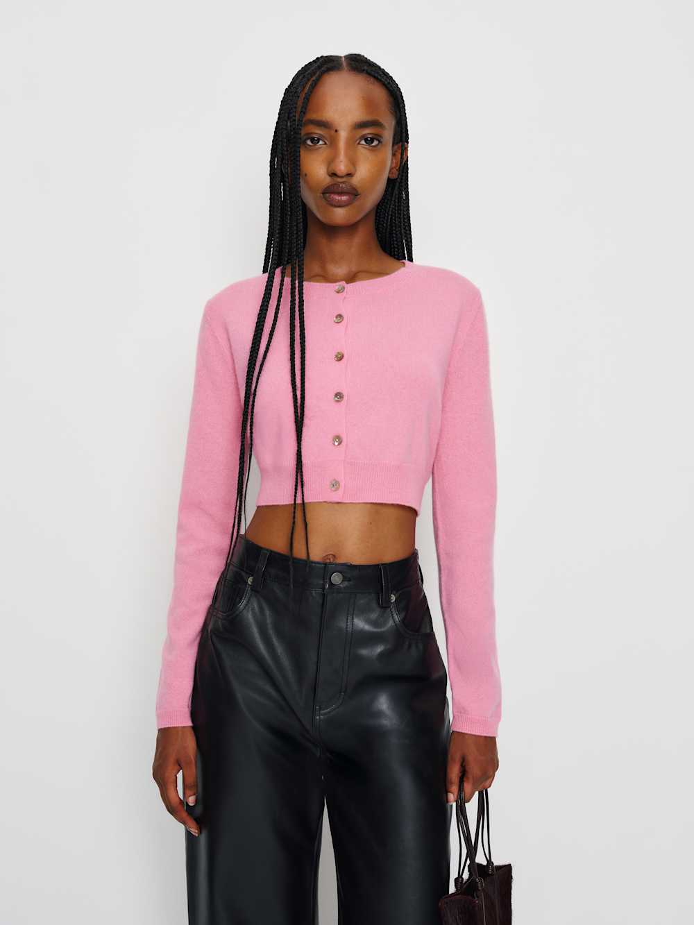 Reformation Janie Cashmere Crew Cardigan - Taffy