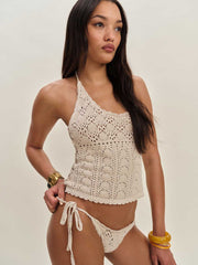 Reformation St Tropez Crochet Sun Suit - Birch