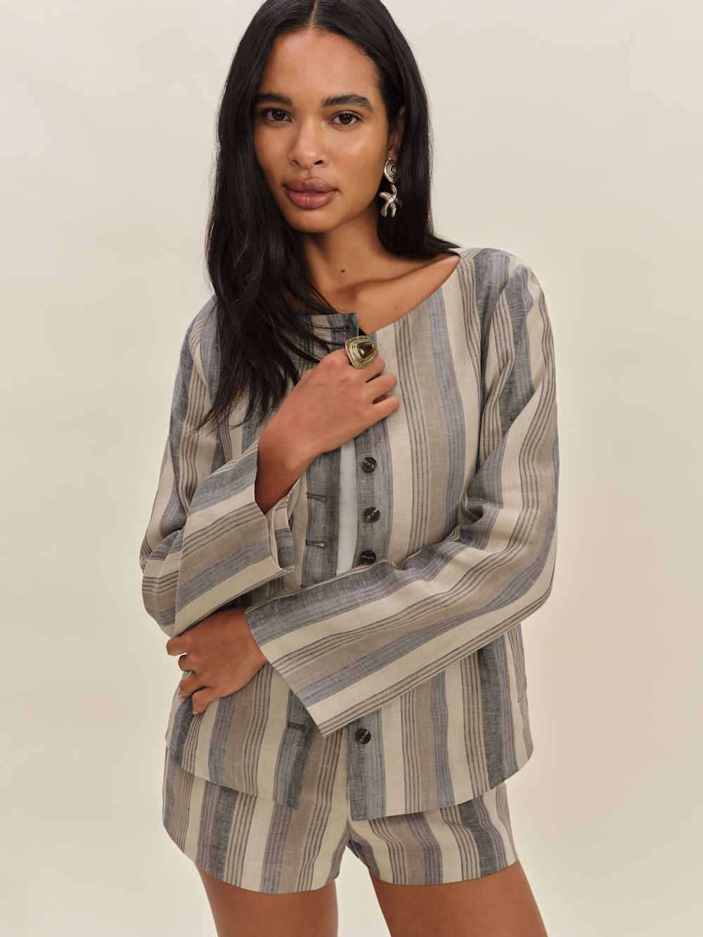 Reformation Lucia Jacket - Cannes Stripe