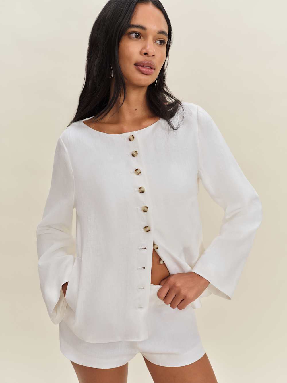 Reformation Lucia Linen Jacket - White