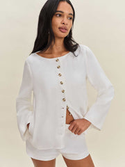 Reformation Lucia Linen Jacket - White