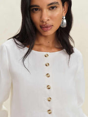 Reformation Lucia Linen Jacket - White