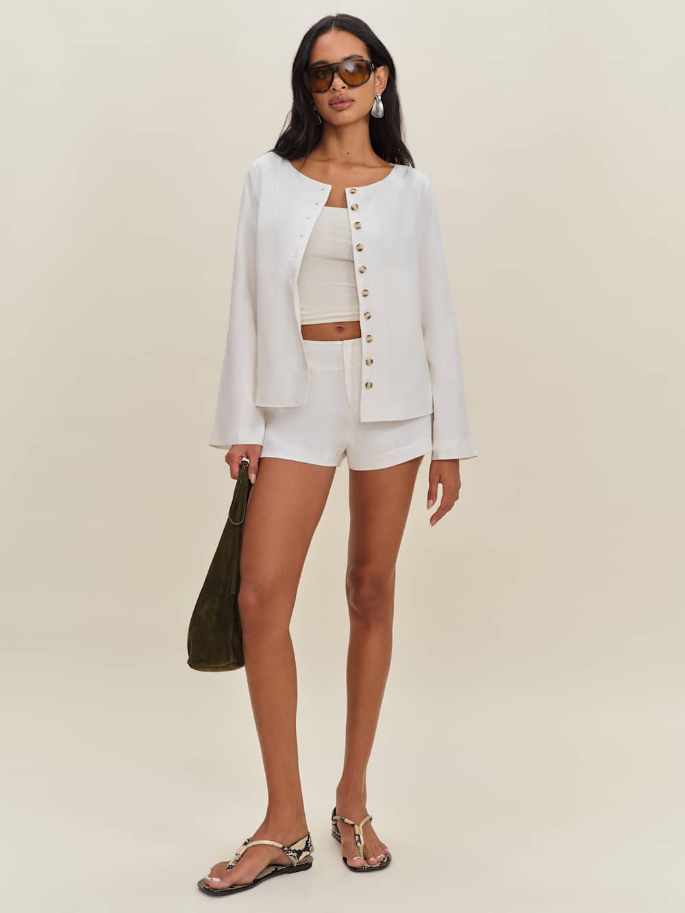 Reformation Lucia Linen Jacket - White