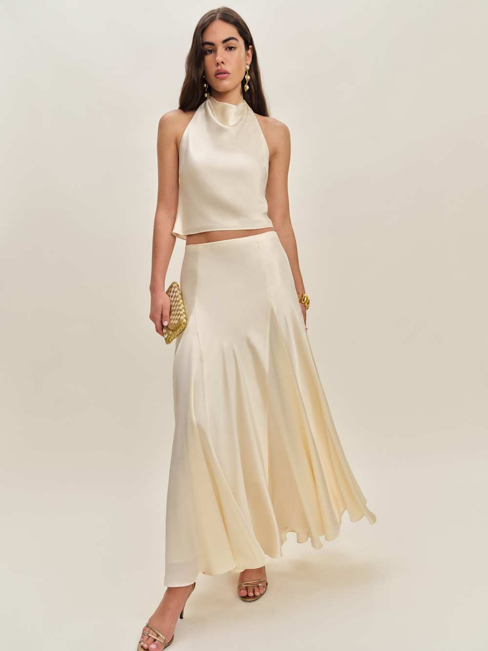 Reformation Sera Silk Two Piece - Almond