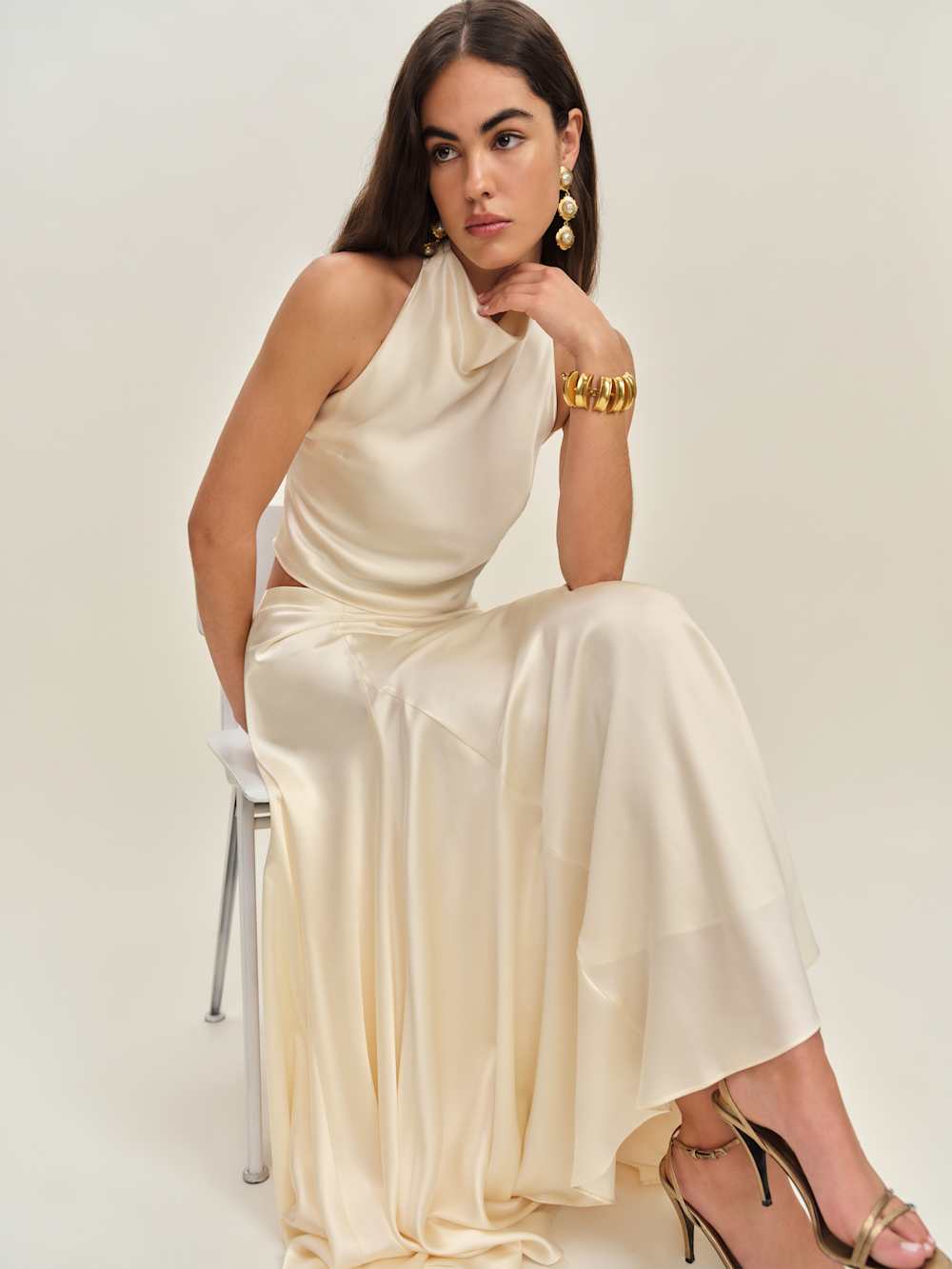 Reformation Sera Silk Two Piece - Almond