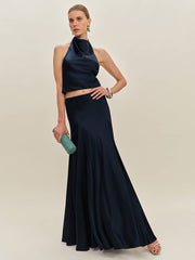 Reformation Sera Silk Two Piece - Navy
