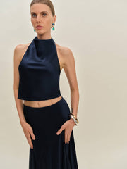 Reformation Sera Silk Two Piece - Navy