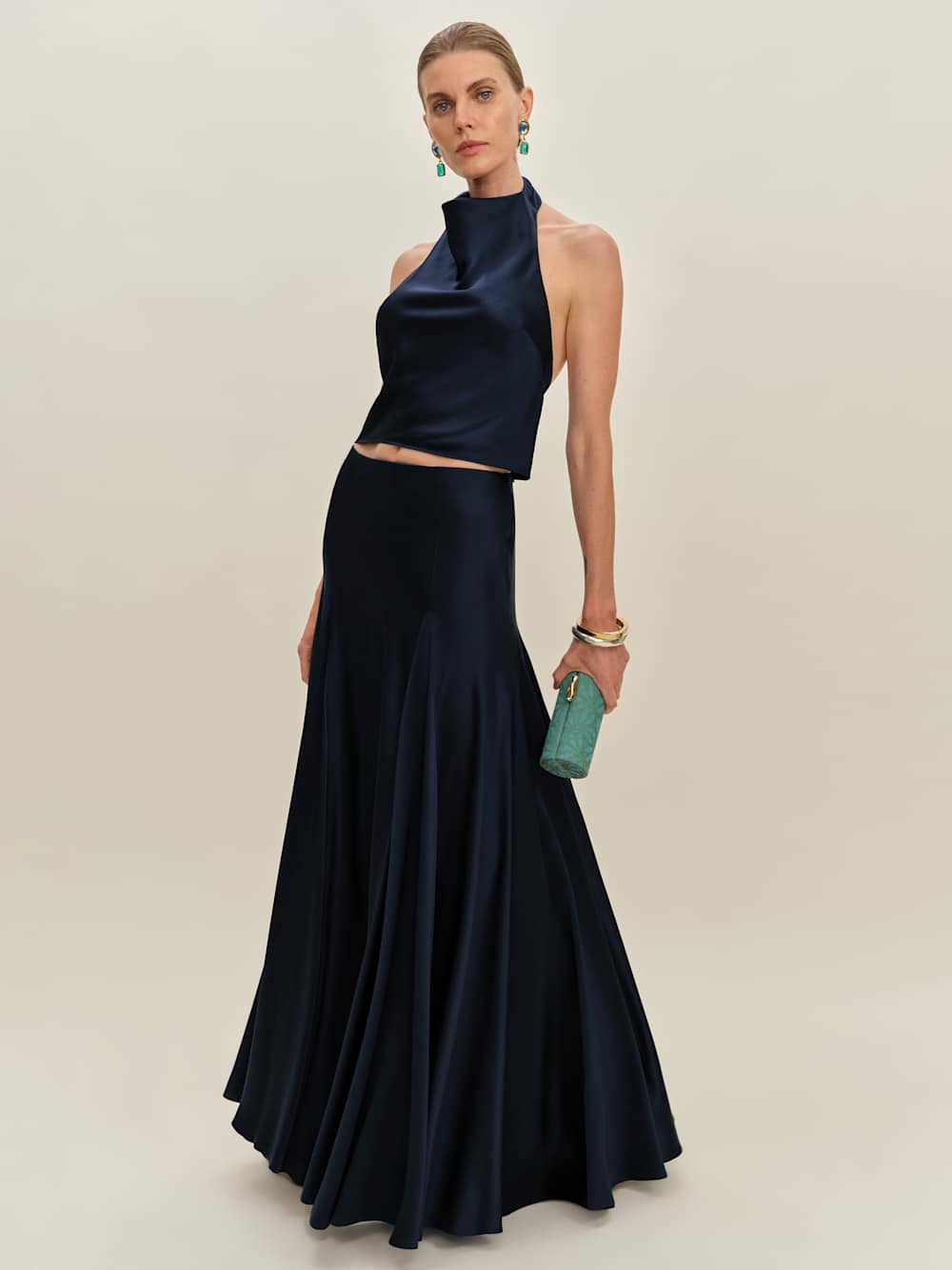 Reformation Sera Silk Two Piece - Navy