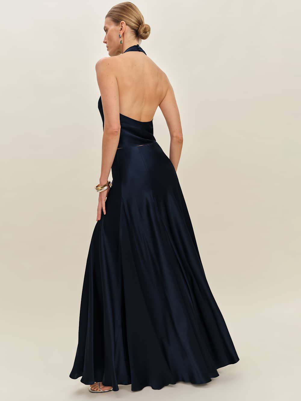 Reformation Sera Silk Two Piece - Navy
