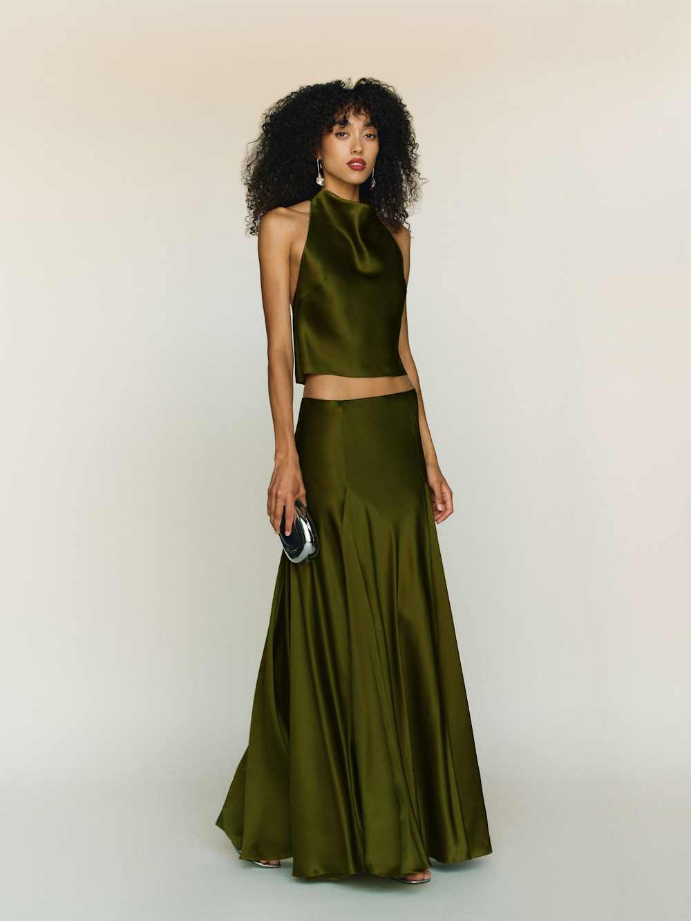 Reformation Sera Silk Two Piece - Moss Garden