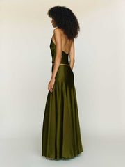 Reformation Sera Silk Two Piece - Moss Garden
