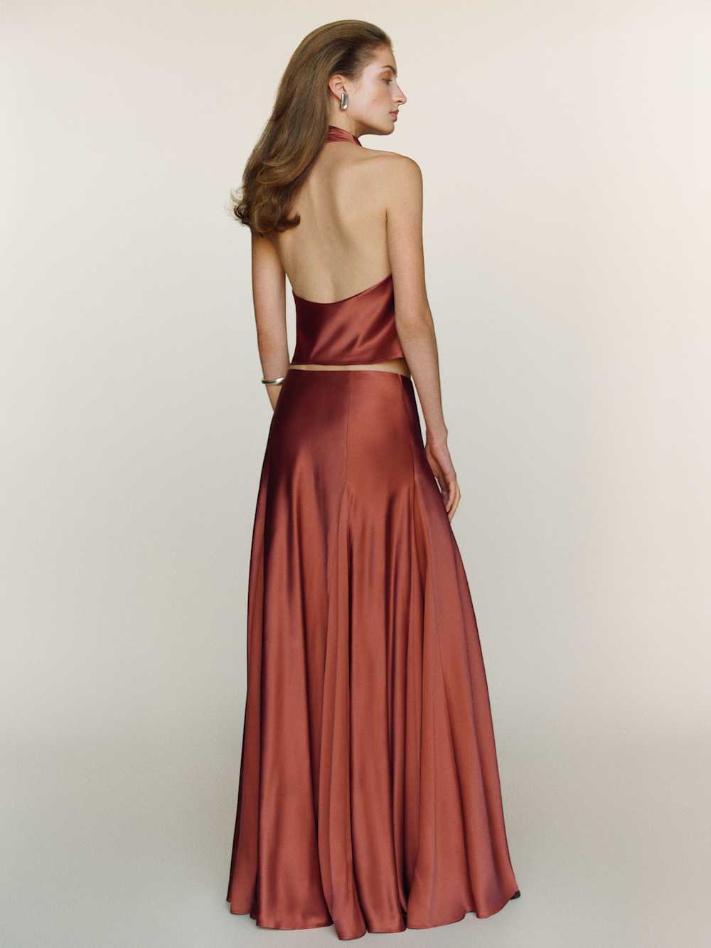Reformation Sera Silk Two Piece - Rosewood