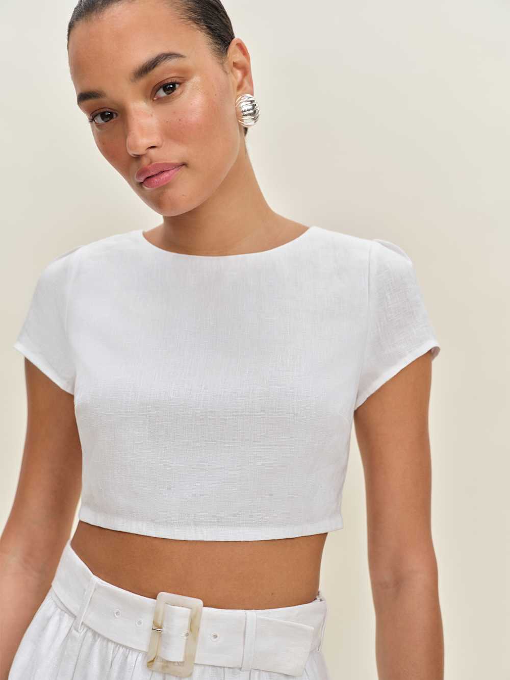Reformation Niki Belted Linen Two Piece - White