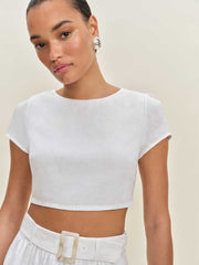 Reformation Niki Belted Linen Two Piece - White