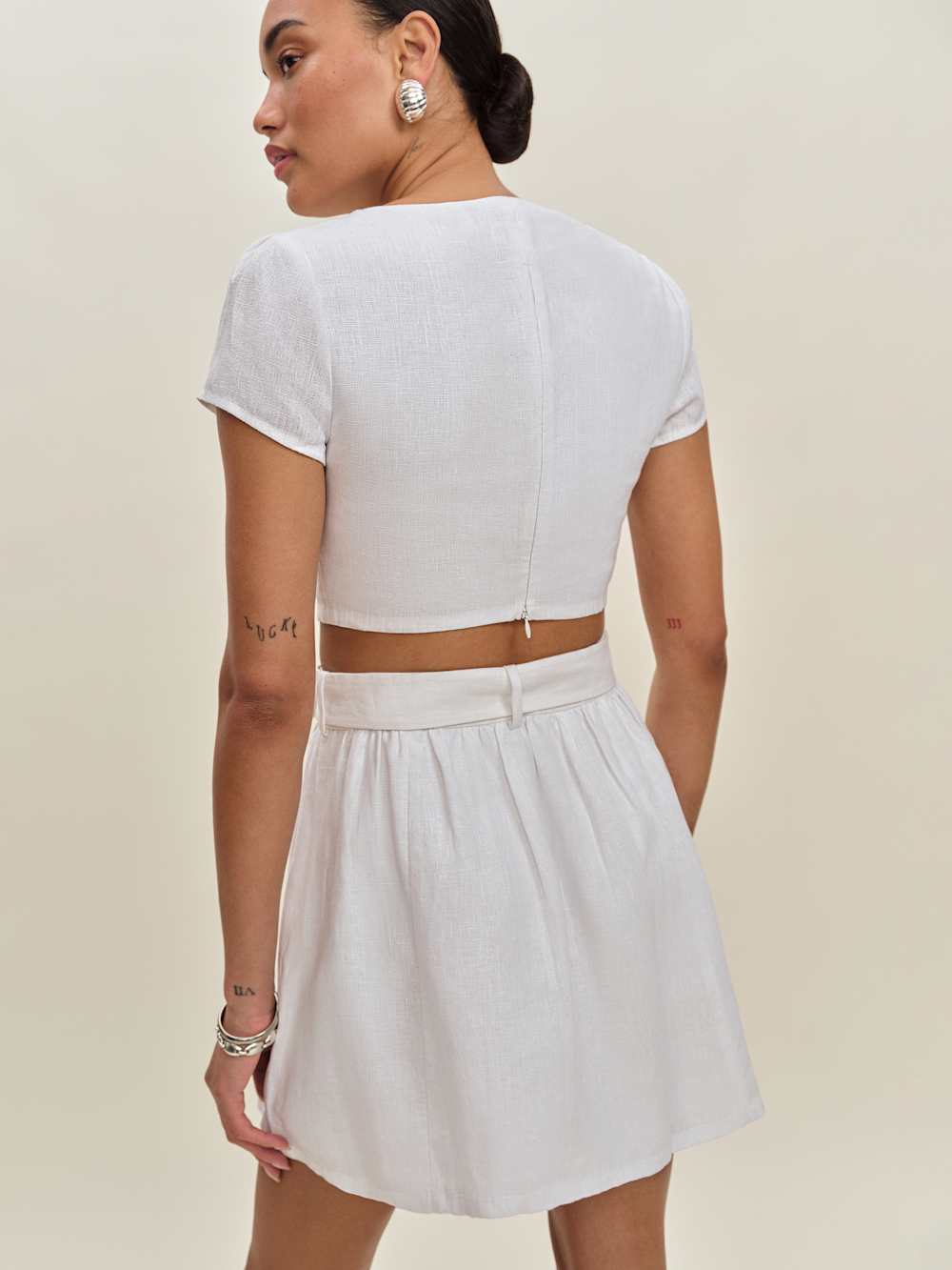 Reformation Niki Belted Linen Two Piece - White