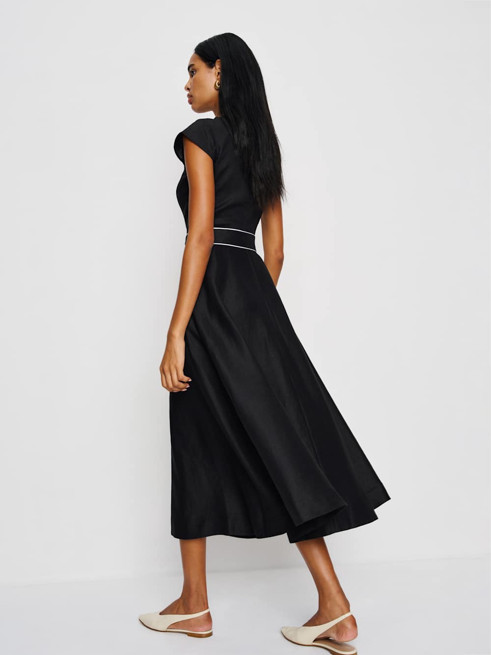 Reformation Felipe Belted Linen Dress - Black