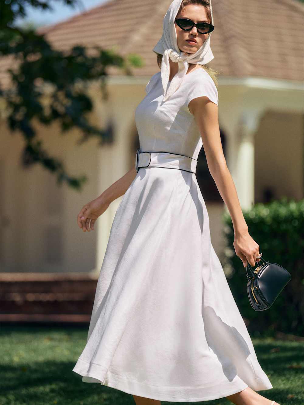 Reformation Felipe Belted Linen Dress - White