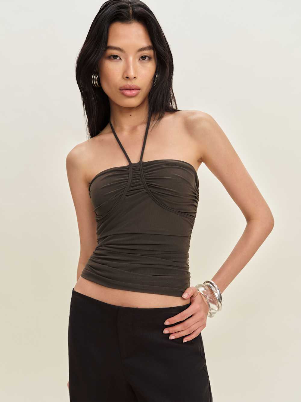 Reformation Lyle Knit Top - Grey