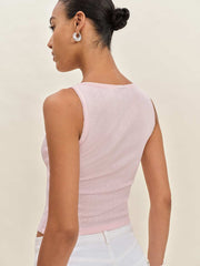 Reformation Rue Pointelle Knit Top - Cherry Blossom