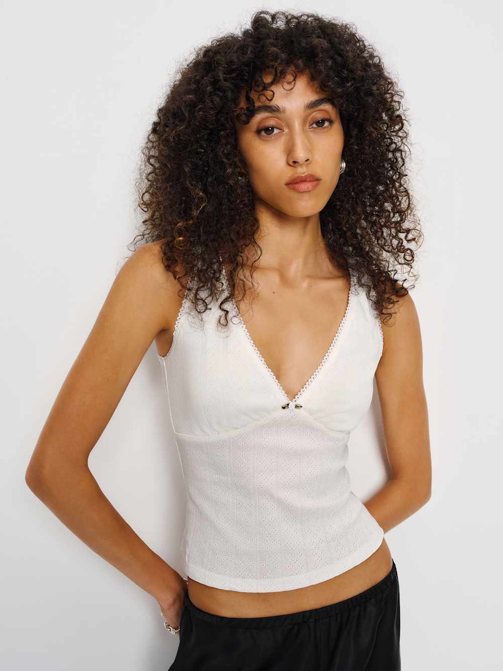 Reformation Rue Pointelle Knit Top - White