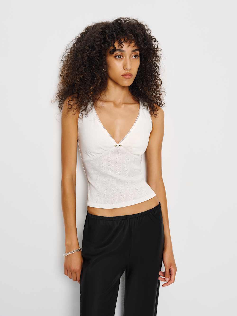 Reformation Rue Pointelle Knit Top - White