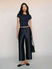 Reformation Olina Cropped Pant - Navy