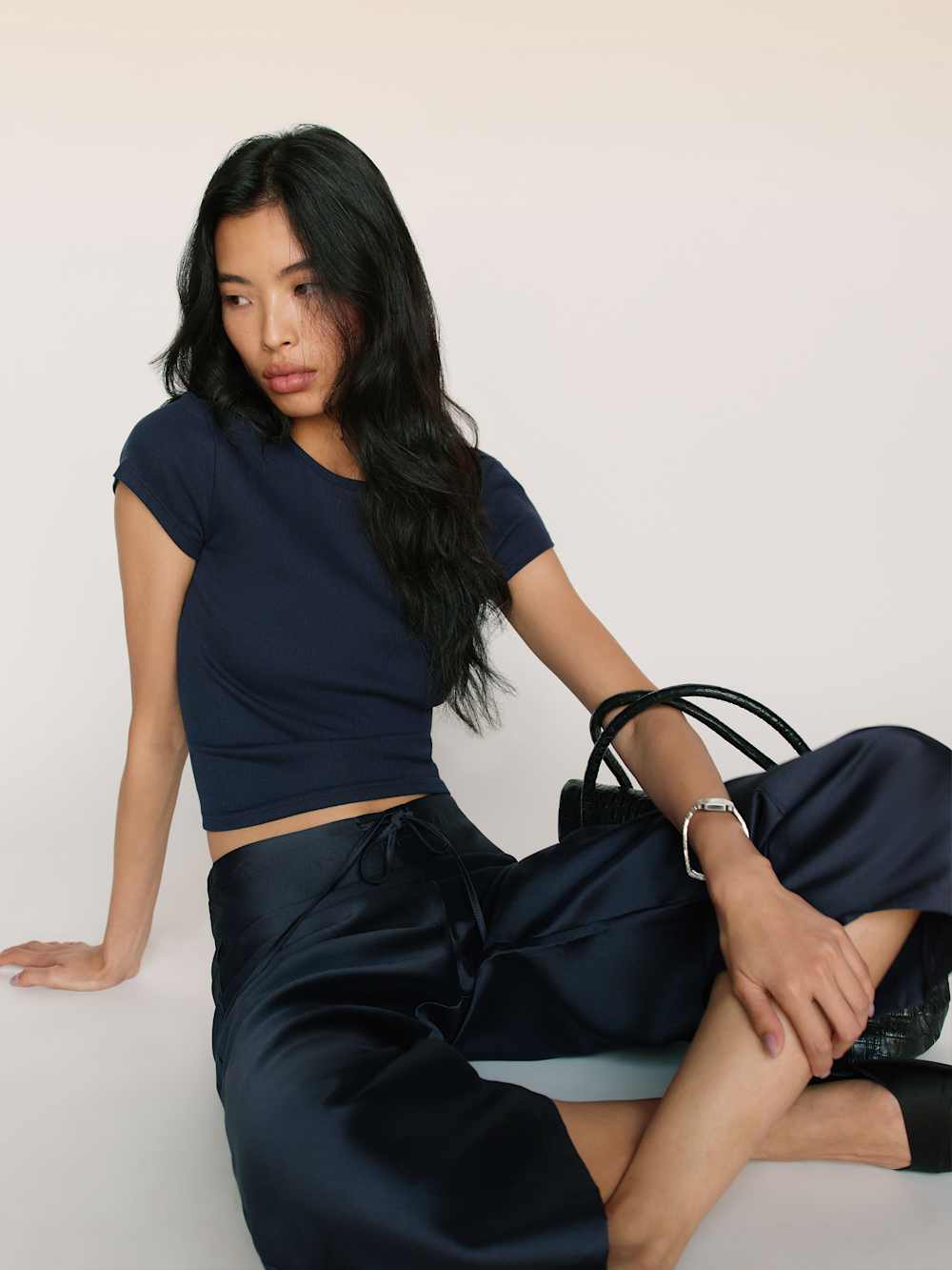 Reformation Olina Cropped Pant - Navy