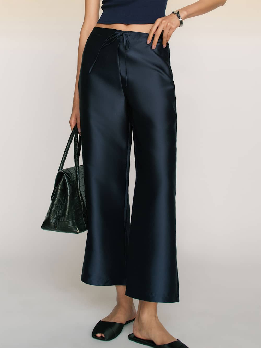 Reformation Olina Cropped Pant - Navy