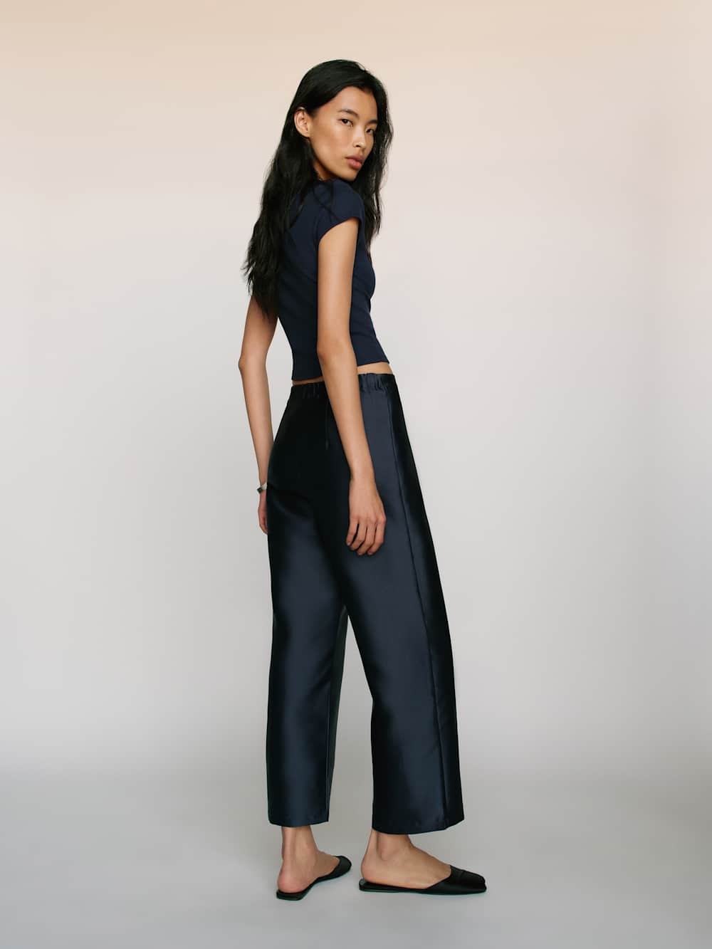 Reformation Olina Cropped Pant - Navy
