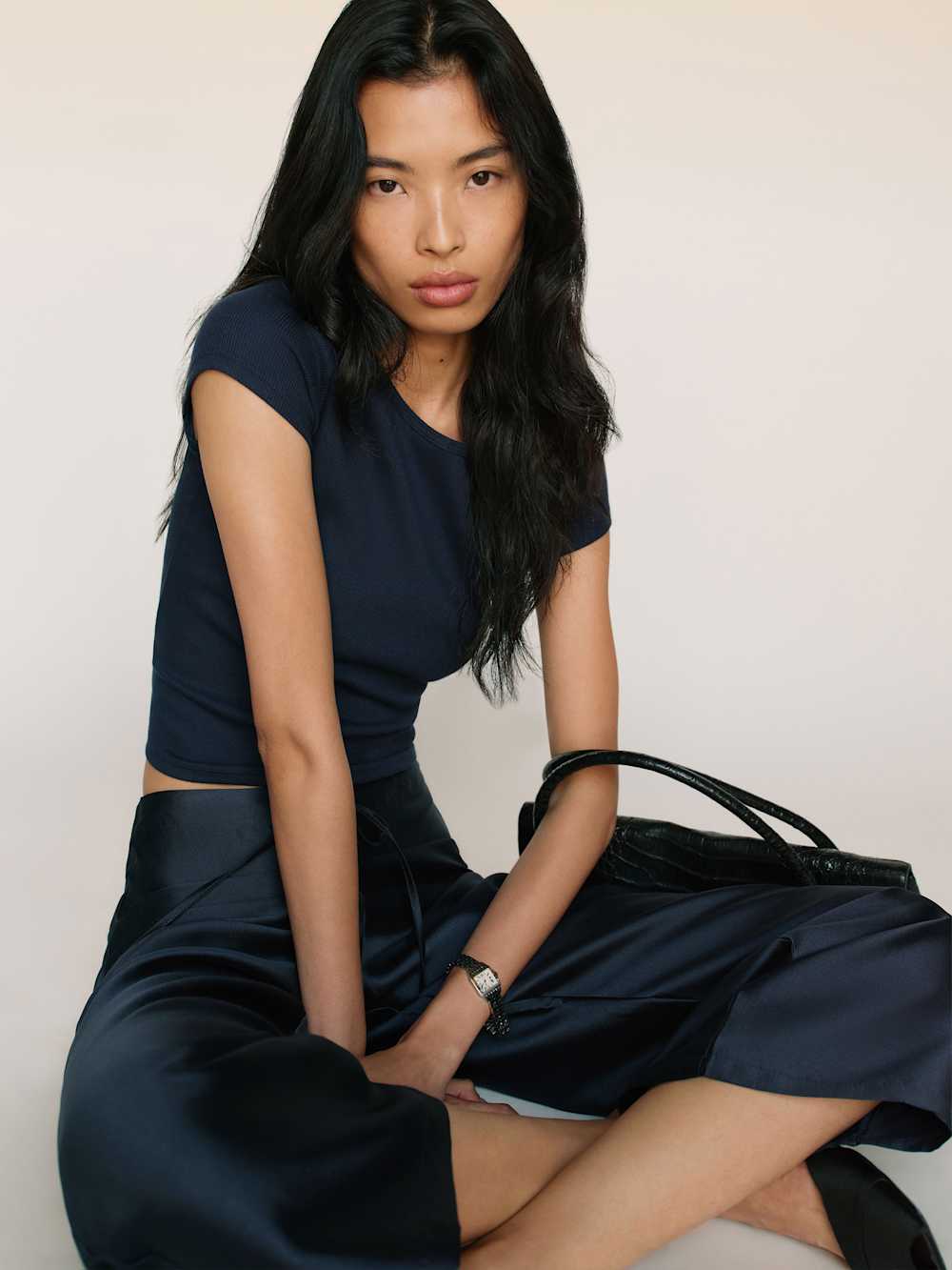 Reformation Olina Cropped Pant - Navy