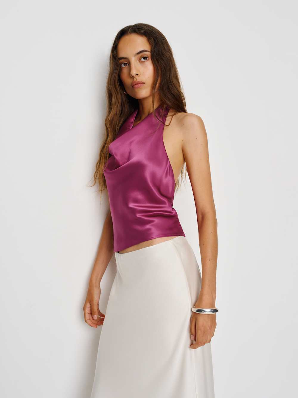 Reformation Tali Silk Top - Hibiscus Tea