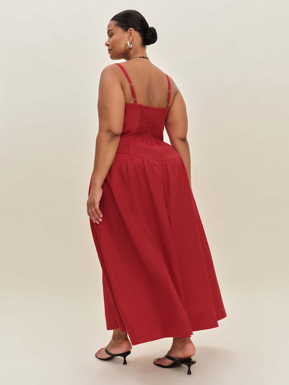 Reformation Katarin Linen Dress Es - Lipstick