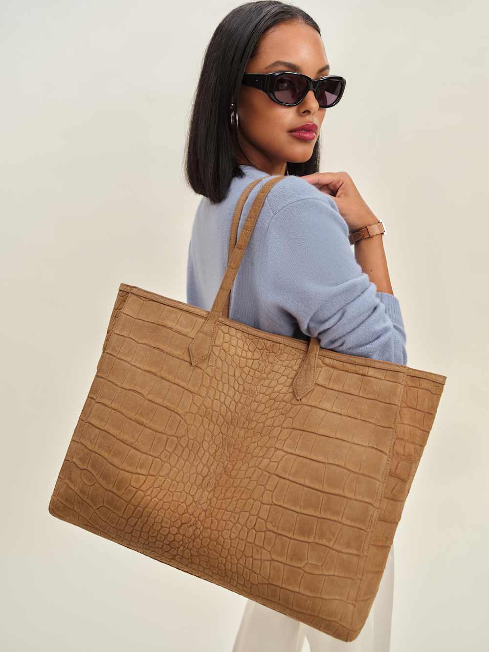 Reformation Sofia Tote - Sienna Embossed Suede