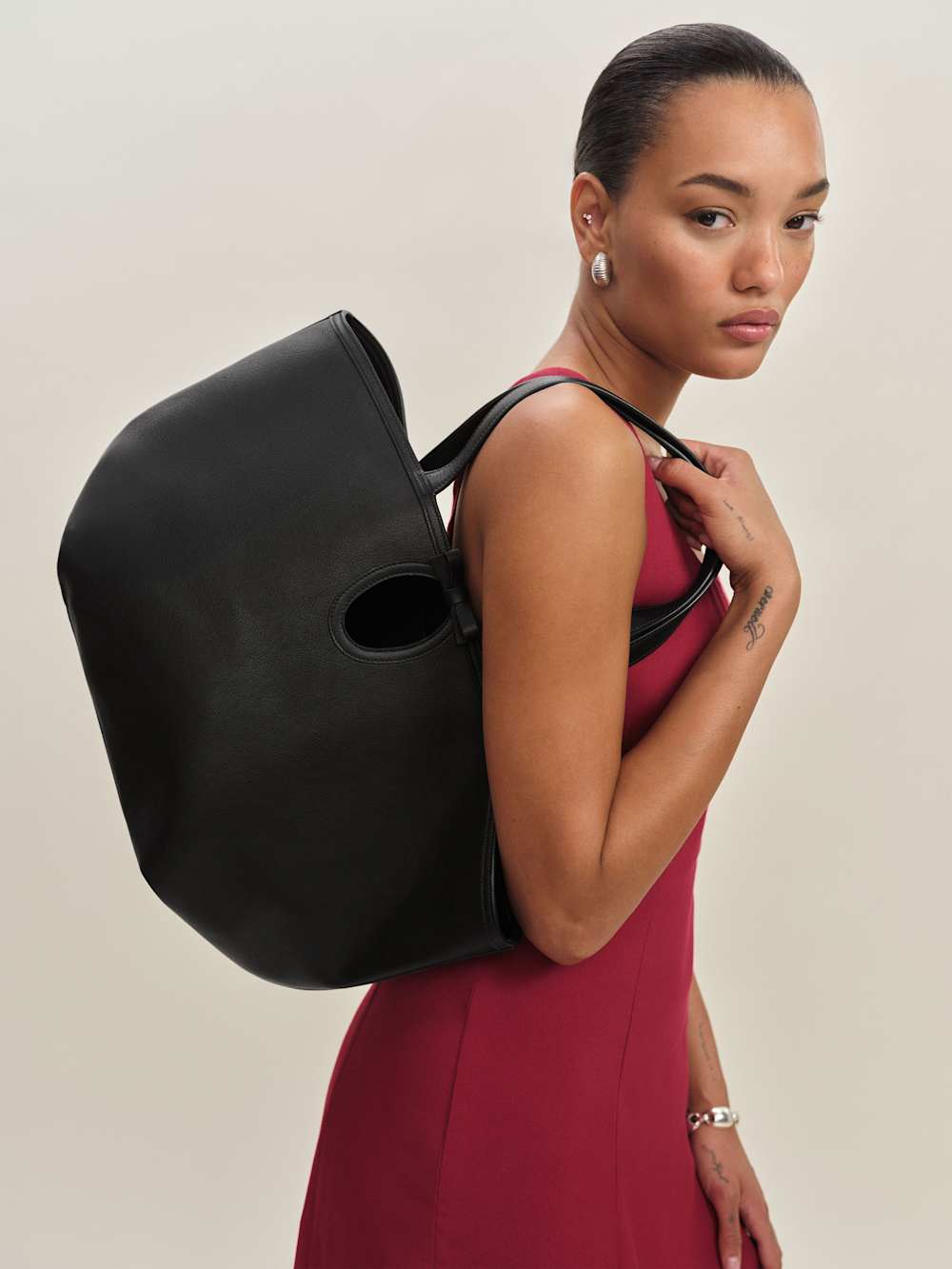 Reformation Regina Tote Bag - Black Leather