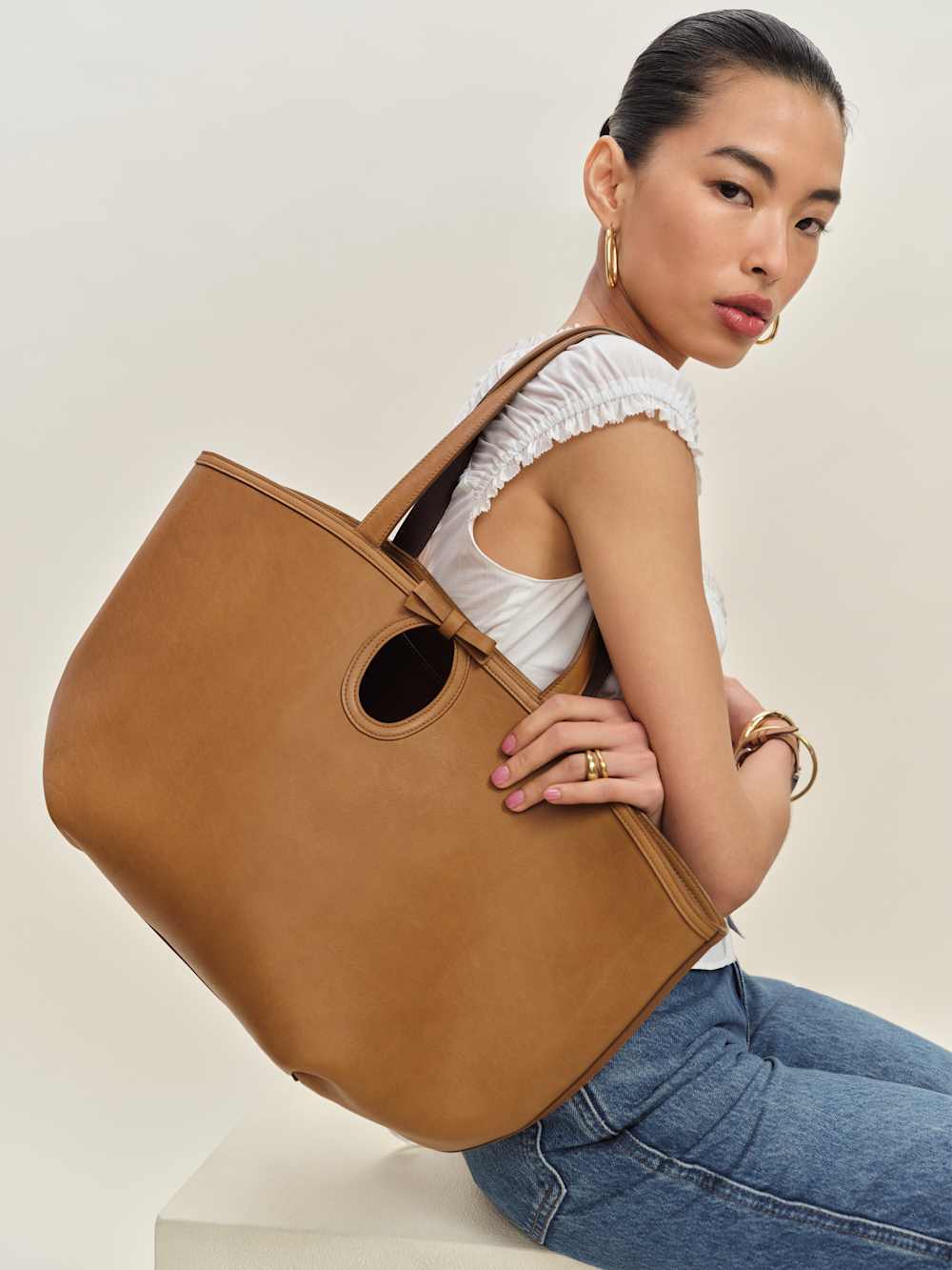 Reformation Regina Tote Bag - Cognac Leather